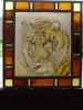 Tiger image painted on glass