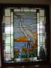 stained glass heron interior window